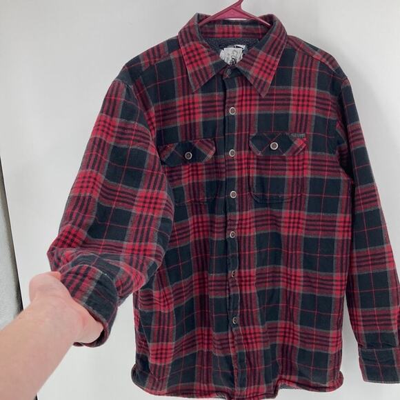 Ocean Current Plaid Flannel shacket rugged sherpa lined Gorpcore size M warm - Picture 3 of 7
